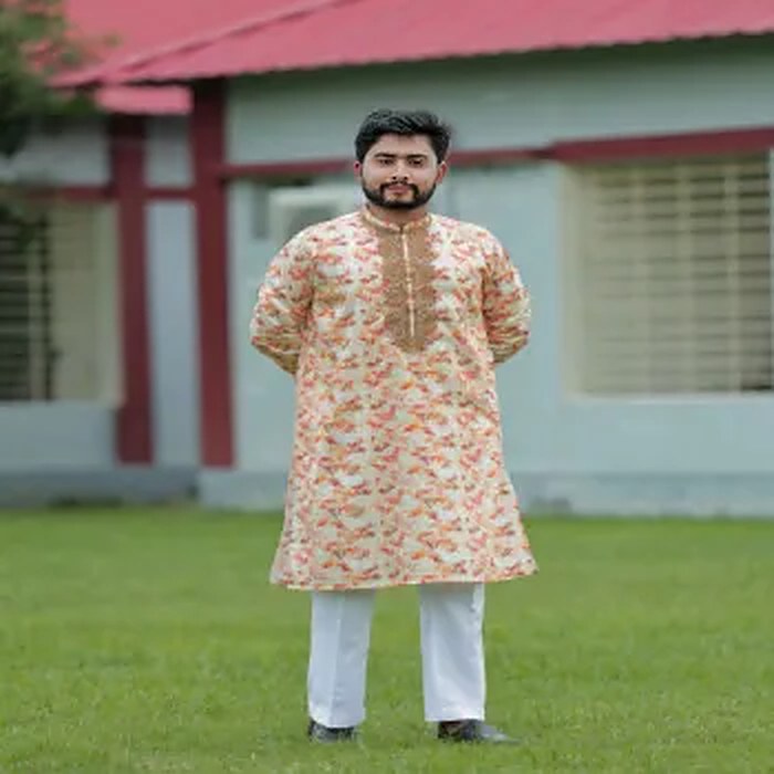 পিচ ফ্লোরাল পাঞ্জাবি